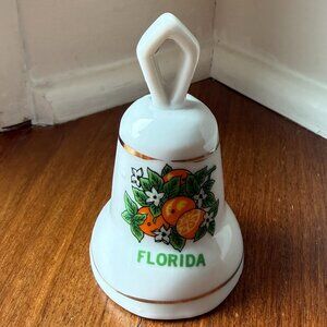 Vintage Florida Souvenir Ceramic Bell with Oranges / Orange Blossoms